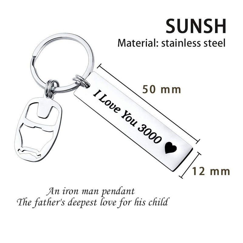 SUNSH I Love You 3000 Cute Keychain Gifts for Boyfriend Husband Dad Father Mens Gifts Valentines Day Gift for Him Black Keyrings Gift Ideas Galentines Gifts - Image 2